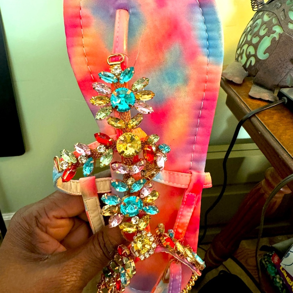 Gladiator sandals with gems